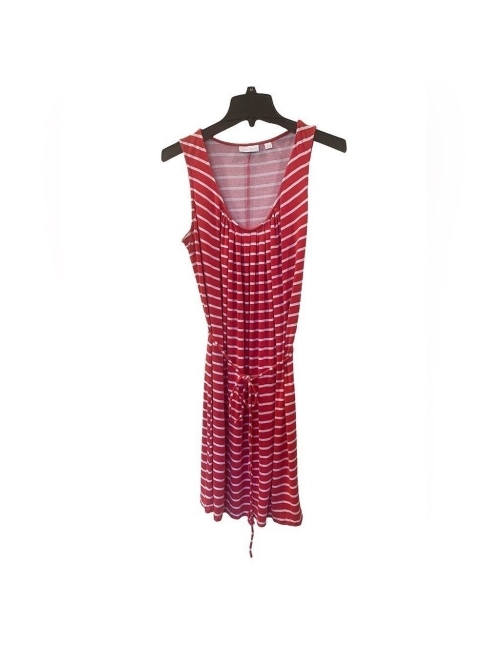 New York & Company Women’s Red & White Striped Sleeveless Summer Dress Medium